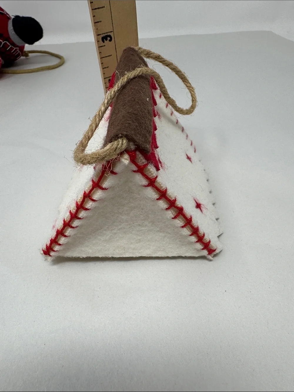 FELT CLOTH CHRISTMAS ORNAMENT LOT OF 3 CANOE TEEPEE CANTEEN CAMPING OUTDOOR